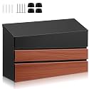 Yaocom Wall Mount Mailbox Locking for Outside Large, Wood Color, No Flag