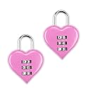 YAODHAOD Combination Lock, Heart Shape 3 Digital Password Padlock, Mini Outdoor Combo Gate Lock for School Gym Locker, Fence Gate, Toolbox, Employee Hasp Locker – 2 Pack(Pink)