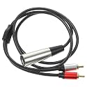 Yardwe XLR to 2 RCA Audio Cable for Mixer and Microphone, Black