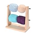 Yarn Ball Holder, Double Layer Yarn Spindle Dispenser, Horizontal Wooden Ribbon Rack for Crocheting & Knitting