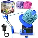 Yarn Winder, Electric Yarn Ball Winder for Crocheting, Efficiently Cake with Strong Tension Adjustable Speed Up to 13 oz, Automatic Spinner Wool for Knitting Enthusiast (Blue)