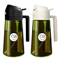 YARRAMATE 16oz/470ml 2PCS Light Blockage Dark Oil Sprayer for Cooking, 2 in 1 Olive Oil Dispenser Bottle for Kitchen, Green Glass Oil Bottle, Food-Grade Oil Mister for Air Fryer, BBQ (Black &amp; White)