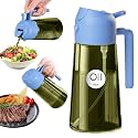 YARRAMATE 16oz/470ml Dark Green Oil Sprayer for Cooking with Stickers, Food-grade Premium 2 in 1 Olive Oil Dispenser Bottle for Kitchen Gadgets, Air Fryer, Salad, Frying, BBQ (SkyBlue)