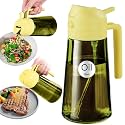 YARRAMATE 16oz/470ml Light-Blocking Dark Oil Sprayer for Cooking, 2 in 1 Olive Oil Dispenser Bottle for Kitchen, Premium Dark Green Glass Oil Bottle, Food-Grade Oil Mister for Air Fryer, BBQ (Pomelo)