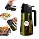 YARRAMATE 16 oz Dark Glass Olive Oil Sprayer &amp; Dispenser, 2-in-1, Black