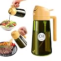 YARRAMATE 16oz/470ml Light-Blocking Dark Oil Sprayer for Cooking, 2 in 1 Olive Oil Dispenser Bottle for Kitchen, Premium Dark Green Glass Oil Bottle, Food-Grade Oil Mister for Air Fryer, BBQ (Orange)