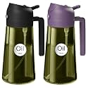 YARRAMATE 2Pcs 16oz/470ml Dark Green Oil Sprayer for Cooking with Stickers, Food-grade Premium 2 in 1 Olive Oil Dispenser Bottle for Kitchen Gadgets, Air Fryer, Salad, Frying, BBQ (Black&Purple)