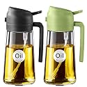 YARRAMATE Olive Oil Dispenser, 2 in 1 Oil Sprayer for Cooking, 16oz/470ml Glass Oil Spray Bottle with Pourer, Food-grade Oil Dispenser and Oil Sprayer for Kitchen, Salad, Frying, BBQ (Black &amp; Green)