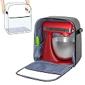 Yarwo Full-enclosed Dust Cover Compatible for KitchenAid Mixer 4.5-5 Quart, Visible Stand Mixer Cover Case with Pockets and Padded Bottom Board for Kitchen Accessories, Gray
