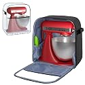 Yarwo Full-enclosed Dust Cover Compatible for KitchenAid Mixer 4.5-5 Quart, Visible Stand Mixer Cover Case with Pockets and Padded Bottom Board for Kitchen Accessories, Black