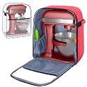 Yarwo Stand Mixer Cover with Bottom for 6-8 Quart Stand Mixer, Visible Mixer Storage Bag with Handles and Pockets for Kitchen Accessories, Red