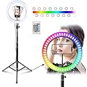 Yash Company RGB Ring Light 18 inch with Tripod, 26 RGBW Lighting Scenes 3200K-6500K Suitable for YouTube Vlogging Shooting, Party Bar Dimmable Ring Lights(with Carrying Bag)
