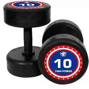 yash fitness 10 kg pair rubber dumbbell  fixed weight for home gym workouts amp training  gym equipment set for men amp women 20 kg