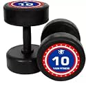 YASH FITNESS 10 Kg Pair Rubber Dumbbell | Fixed Weight for Home Gym Workouts & Training | Gym Equipment Set for Men & Women (20 Kg)