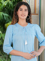 Yash Gallery Casual Embroidered Women Light Blue