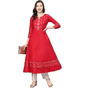 Yash Gallery Womens Cotton Relaxed Fit Anarkali