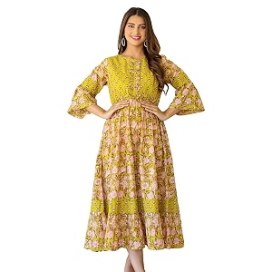Yash Gallery Womens Cotton Floral Printed Anarkali