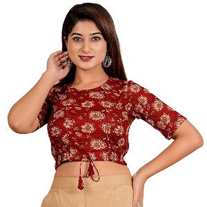 yash gallery women39s cotton zig-zag printed regular regular fit short sleeve blouse