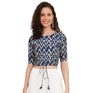 yash gallery women39s cotton zig-zag printed regular regular fit short sleeve blouse
