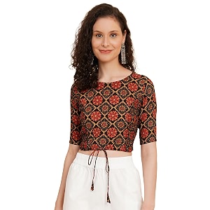 yash gallery women39s cotton zig-zag printed regular regular fit short sleeve blouse