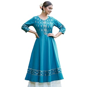 Yash Gallery Womens Cotton Relaxed Fit Anarkali