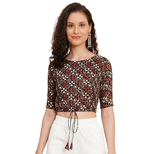 yash gallery women39s cotton zig-zag printed regular regular fit short sleeve blouse