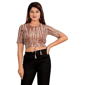 yash gallery women39s cotton zig-zag printed regular regular fit short sleeve blouse