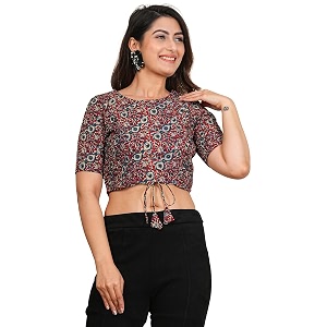 yash gallery women39s cotton zig-zag printed regular regular fit short sleeve blouse