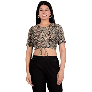 yash gallery women39s cotton zig-zag printed regular regular fit short sleeve blouse