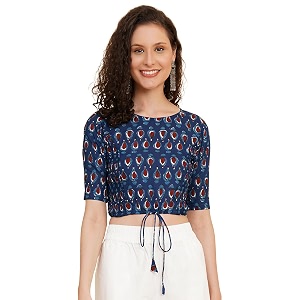yash gallery women39s cotton zig-zag printed regular regular fit short sleeve blouse