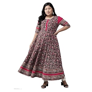 Yash Gallery Womens Cotton Relaxed Fit Anarkali