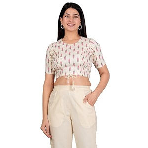 yash gallery women39s cotton zig-zag printed regular regular fit short sleeve blouse