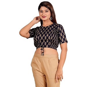 yash gallery women39s cotton zig-zag printed regular regular fit short sleeve blouse