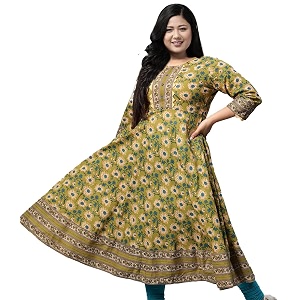 Yash Gallery Womens Cotton Relaxed Fit Anarkali