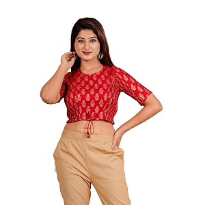 yash gallery women39s cotton zig-zag printed regular regular fit short sleeve blouse