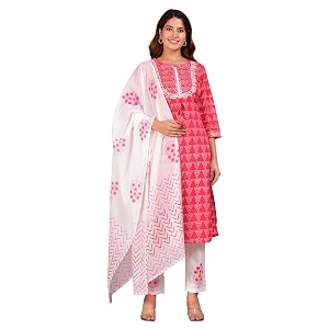 Yash Gallery Womens Cotton Embroidered Geomatrical Printed