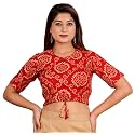 Yash Gallery Women's Cotton Zig-Zag Printed Regular Regular Fit Short Sleeve Blouse