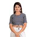 Yash Gallery Women's Cotton Zig-Zag Printed Regular Regular Fit Short Sleeve Blouse
