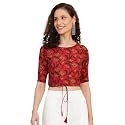 Yash Gallery Women's Cotton Zig-Zag Printed Regular Regular Fit Short Sleeve Blouse