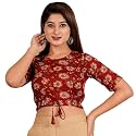 Yash Gallery Women's Cotton Zig-Zag Printed Regular Regular Fit Short Sleeve Blouse