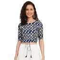 Yash Gallery Women's Cotton Zig-Zag Printed Regular Regular Fit Short Sleeve Blouse