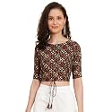 Yash Gallery Women's Cotton Zig-Zag Printed Regular Regular Fit Short Sleeve Blouse