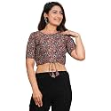 Yash Gallery Women's Cotton Zig-Zag Printed Regular Regular Fit Short Sleeve Blouse