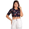 Yash Gallery Women's Cotton Zig-Zag Printed Regular Regular Fit Short Sleeve Blouse