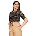Yash Gallery Women's Cotton Zig-Zag Printed Regular Regular Fit Short Sleeve Blouse