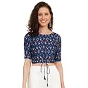 Yash Gallery Women's Cotton Zig-Zag Printed Regular Regular Fit Short Sleeve Blouse
