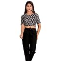Yash Gallery Women's Cotton Zig-Zag Printed Regular Regular Fit Short Sleeve Blouse