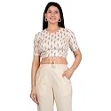 Yash Gallery Women's Cotton Zig-Zag Printed Regular Regular Fit Short Sleeve Blouse