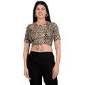 Yash Gallery Women's Cotton Zig-Zag Printed Regular Regular Fit Short Sleeve Blouse