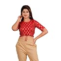 Yash Gallery Women's Cotton Zig-Zag Printed Regular Regular Fit Short Sleeve Blouse